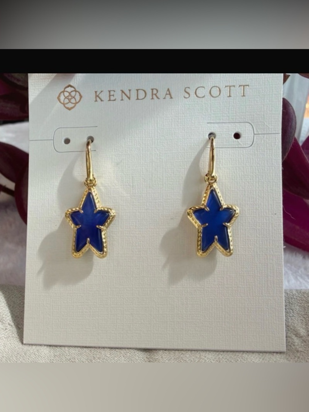 KENDRA SCOTT Ada Mother-of-Pearl Bright Blue Cobalt Star Drop Earrings NEW NWT